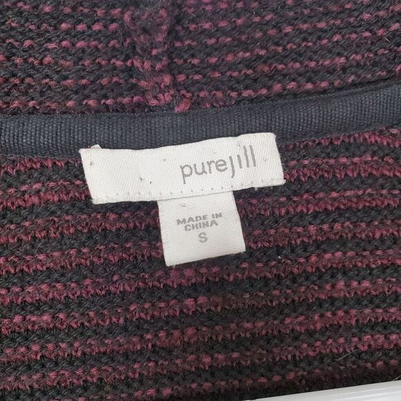 Pure Jill Cardigan Thick Knit Draped Collar Career Mature WOmens S Dark Red - Picture 7 of 11